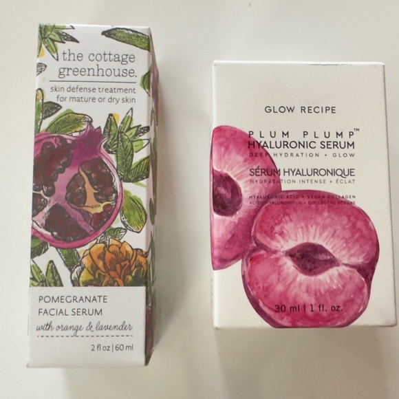 GLOW RECIPE HYALURONIC SERUM & the cottage greenhouse facial serum NIB - Picture 1 of 10